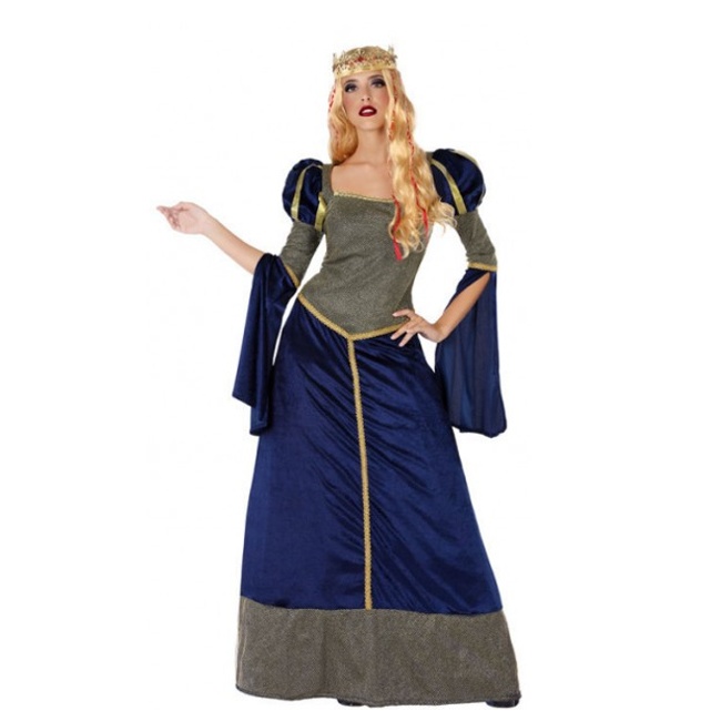 Disfraz de dama medieval azul para mujer