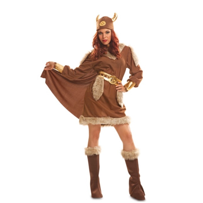 Disfraz de vikingo con capa, casco y cubre botas para mujer por 29,95 €