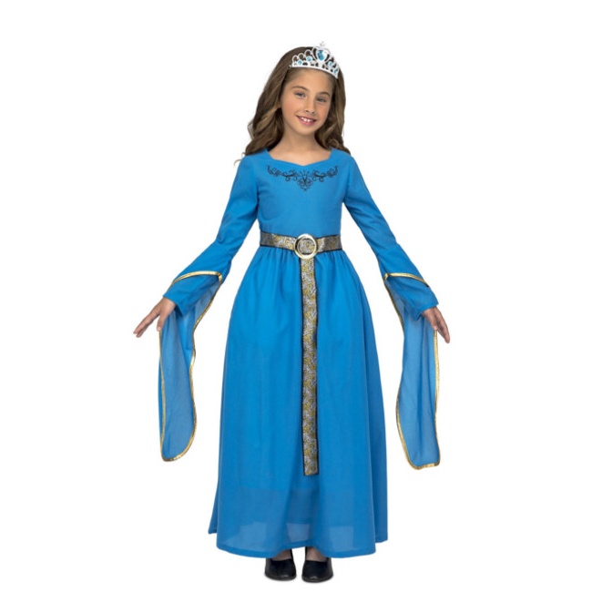 Mal uso Descarga hacha Disfraz de princesa medieval azul para niña por 20,75 €