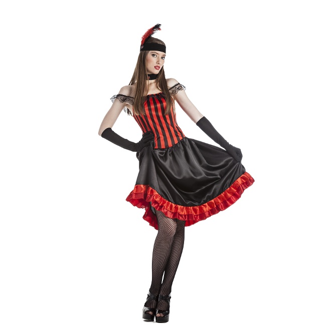 Disfraz de Bailarina Can Can rojo y negro para niña