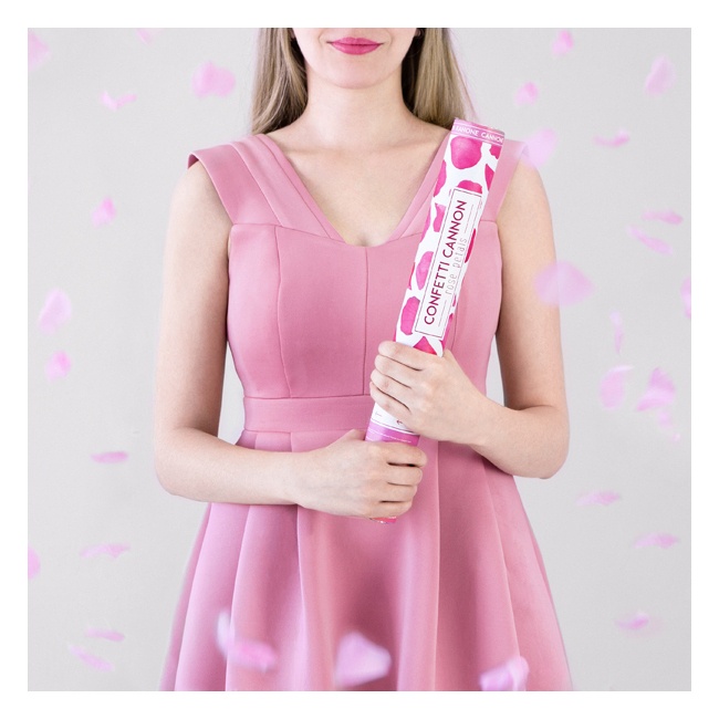 Cañón confeti pétalos rosa Pop&Fun caricia 38cm - Publitavernes