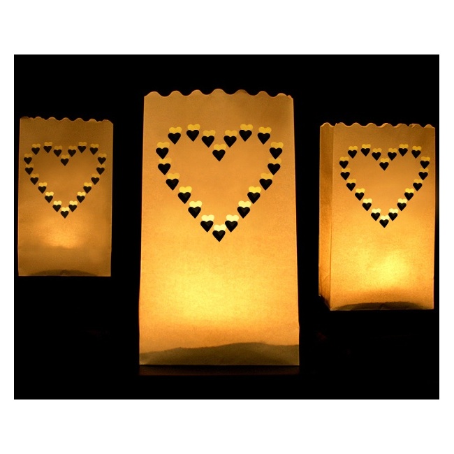 Bolsas de luz para velas con corazón - 10 unidades por 3,50 €