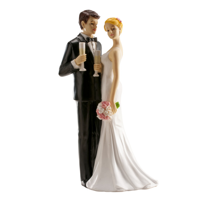 Figura para tarta de boda de novios brindando - 16 cm por ...