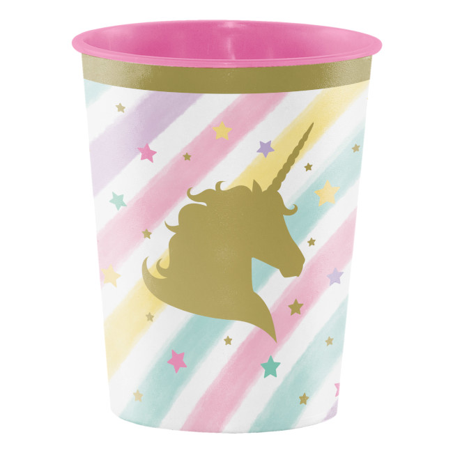 Vaso de plástico de Unicornio dorado de 473 ml por 1,50