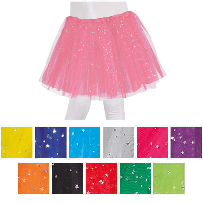 Falda de con purpurina y estrellas - 30 cm por 3,50