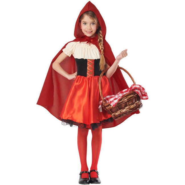 Disfraz Caperucita Roja Para Niñas Con Capucha Y Canasta Cosplay. Cuento
