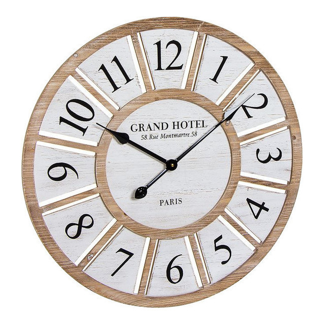 Reloj de pared adhesivo efecto madera de 60 cm - DCasa - 1 unidad