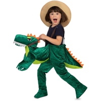 Disfraz de dinosaurio con jinete para niño