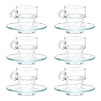 Taza de café de 90 ml apilable con plato - 6 servicios