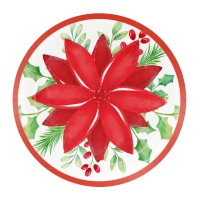 Platos de Flor de Pascua de Navidad de 18 cm - 8 unidades