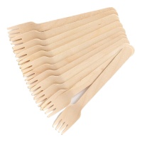 Tenedores de 14 cm de madera - 12 unidades