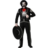 Disfraz de esqueleto catrina negro para hombre