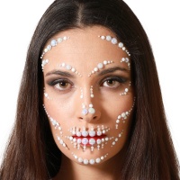 Joyas adhesivas faciales de calavera con perlas