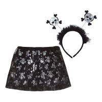 Conjunto de calaveras infantil con tutu y diadema - 2 piezas