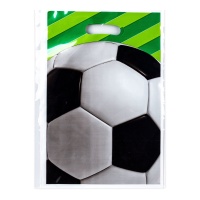 Bolsa para chucherías de fútbol verde de 25 x 16,5 cm - 10 unidades