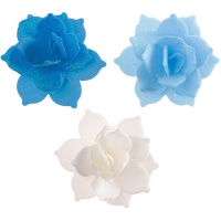 Obleas de nenúfar mini azul y blanco de 4,5 cm - 8 unidades