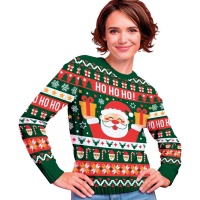 Jersy de Navidad de Papá Noel Ho Ho Ho para mujer