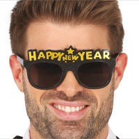 Gafas de Happy New Year negras y doradas