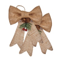 Lazo decorativo navideño natural de 15 x 16 cm - 2 unidades