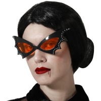 Gafas de vampiresa naranja y negra