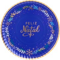 Bandeja de cartón redonda de Feliz Natal de 30 cm - 1 unidad