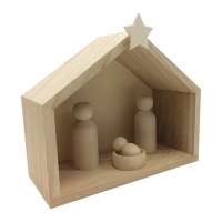 Figura de madera de escena de Belén navideño de 18,5 x 15 x 8 cm