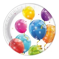 Platos de globos brillantes de 23 cm - 8 unidades