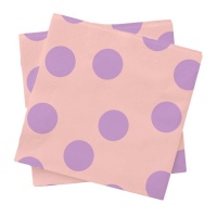 Servilletas de topos lilas de 16,5 cm - 20 unidades