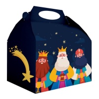 Caja de Reyes Magos con estrellas para dulces de 20 x 16 x 11 cm - 12 unidades