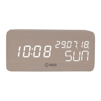 Reloj despertador digital efecto madera - Elco