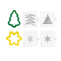 Set de cortadores y plantilla de árbol de Navidad y estrella