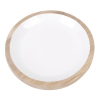 Vaciabolsillos redondo madera y blanco de 20,5 cm - DCasa