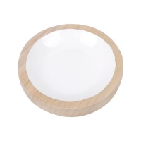 Vaciabolsillos redondo madera y blanco de 14,8 cm - DCasa