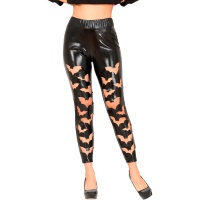 Leggins negro con murciélagos simulación piel