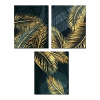 Lienzo tropical hojas oro de 40 x 50 cm - DCasa - 1 unidad