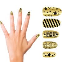 Uñas postizas de Happy New Year dorado