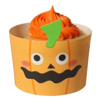 Cápsulas para cupckes con wrappers de calabaza - 12 unidades