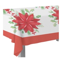 Mantel de Flor de Pascua de Navidad de 1,80 x 1,20 m