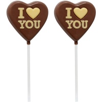 Piruleta de chocolate de corazón I love you de 25 gr - 1 unidad