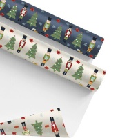 Papel de regalo de cascanueces de Navidad de 2 x 0,7 m - 1 unidad