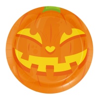 Platos de calabaza sonriente de 23 cm - 8 unidades