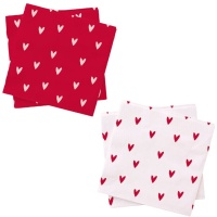 Servilletas de corazones rojos o blancos de 16,5 cm - 20 unidades