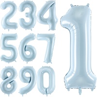 Globo de número azul bebé de 72 cm - Partydeco