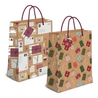 Bolsa regalo de 14 x 11,5 x 6,7 cm de Navidad Kraft - 1 unidad