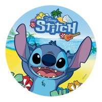 Oblea comestible de Stitch en la playa de 20 cm