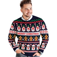 Jersy de Navidad de muñeco de nieve para hombre