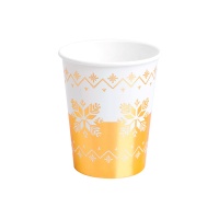 Vasos de Navidad de bordado dorado de 270 ml - 6 unidades