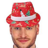 Sombrero navideño de gángster rojo