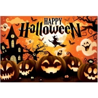 Fondo para photocall de Happy Halloween de 2,20 x 1,50 m