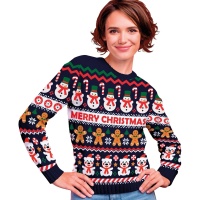 Jersy de Navidad de muñeco de nieve para mujer